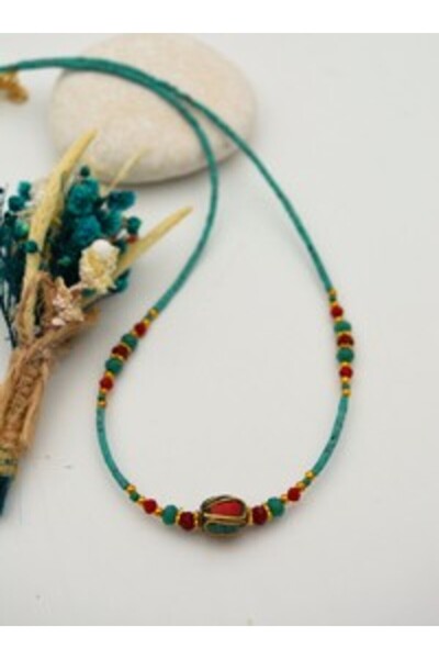 Stoneage Mixed Natural Stone Afghan Necklace - Multi-Colored -