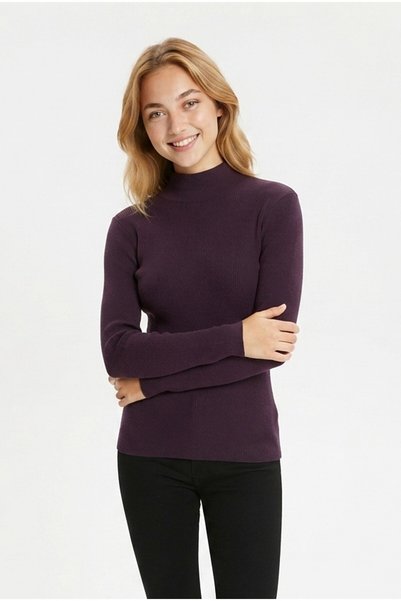 Generic Brand Bluză de damă cu guler rotund, din țesătură elastică din Lycra, cu mânecă lungă, elegantă și casual