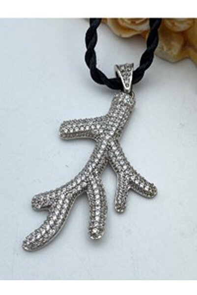 Stoneage Zircon Stone Jeweler's Work Necklace - Silver Color -