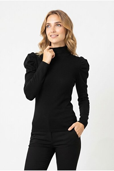 Şeker Portakalım Women's Turtleneck Gathered Shoulder Detailed Ribbed Camisol...