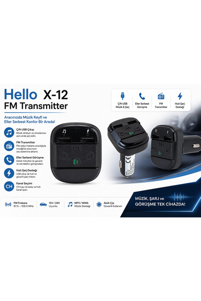 Hello FM Transmitter X12 - Çakmaklıktan Müzik Dinleme - Fm Çevirici