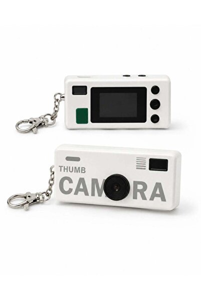 Generic Mini Thumb Camera with Screen, Keychain Clip, USB Rechargeable, White