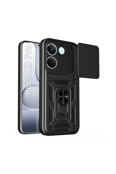 HANPORIUM حافظة تانك متوافقة مع هاتف Poco X8 Pro مع حامل حلقي وحماية إضافية م...