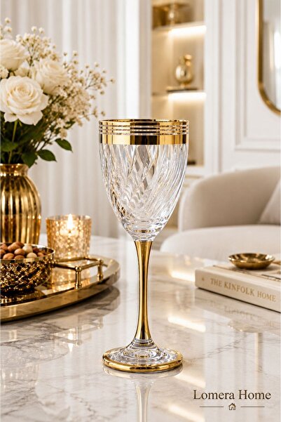Lomera Home Set of 6 Titanium Coated Water Glasses – Luxurious Design, Specia...