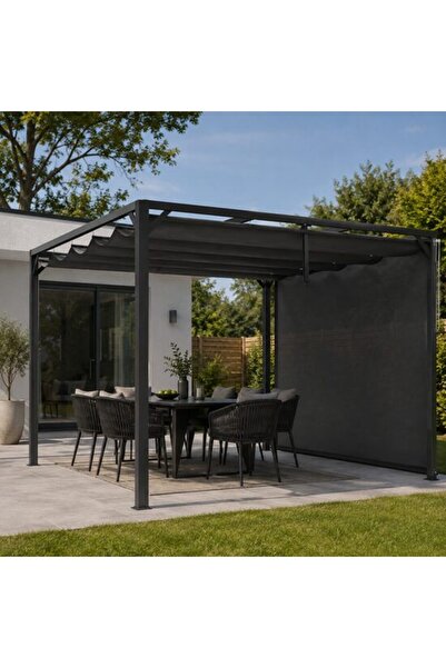 Solplant Pergola pentru gradina/terasa, retractabila, cu perete paravan, cadr...
