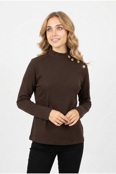 Generic Brand Bluză cu mânecă lungă, cu guler și nasturi, cu accesorii, pentru femei
