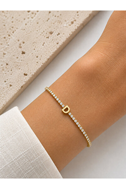 SY AKSESUAR Letter D Steel Waterway Bracelet Gold – Sparkling Women's Bracele...
