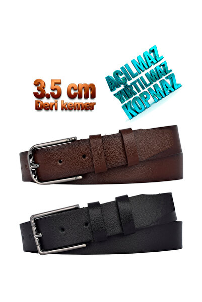 GoDeri 100% piele naturală, set de 2 curele din piele de bivol, neagră, maro ...