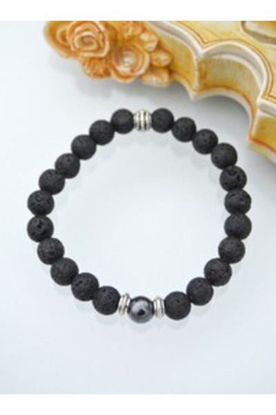 Stoneage Hematite and Lava Stone Bracelet - Black -