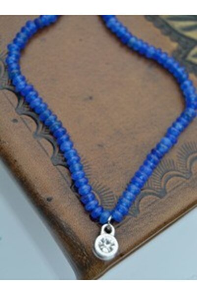 Stoneage 4 mm Rondela Cut Jade Necklace - Blue -