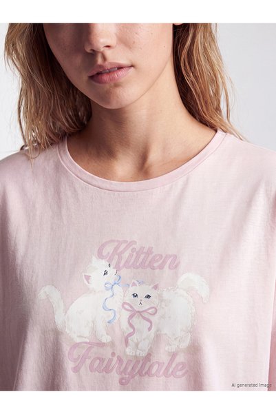 LC Waikiki Bisiklet Yaka Baskılı Kadın Pijama Takımı