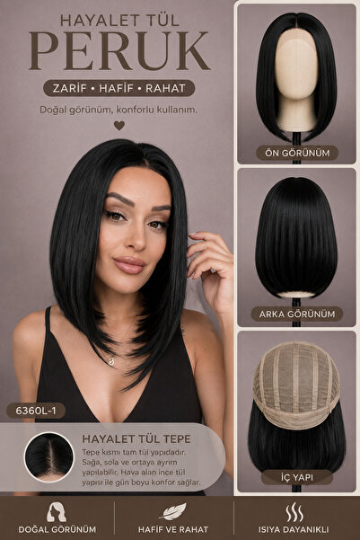 Suzan Peruk Tam Tül Peruk-Gerçek saç dokusunda fiber medikal peruk-tepe kısmı...