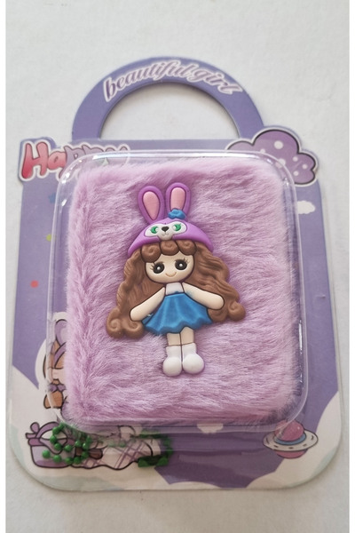 Modellino Çanta Kartelalı 3D Figürlü Mini Tüylü Peluş Not Defteri 6x7cm Renkl...
