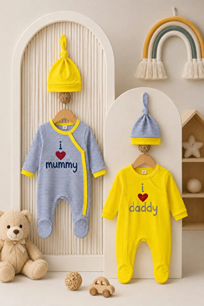 Tuğra Bebe Unisex Baby 100% Cotton 2-Piece Romper and Hat Set