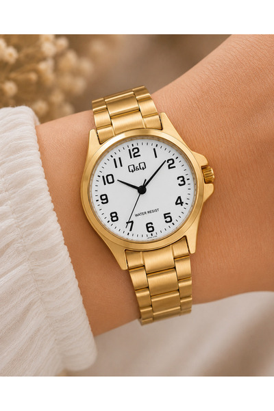Q&Q Women's Wristwatch Gold Color Casual and Stylish Combination Japanese Mac...