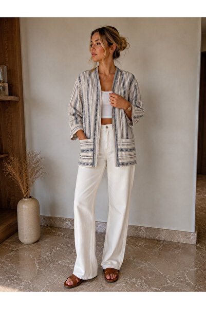 Keten karışımlı kimono