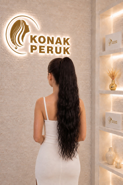 KONAK PERUK Fiber Sentetik Uzun Su Dalgalı Tokalı At Kuyruğu - Koyu Kestane