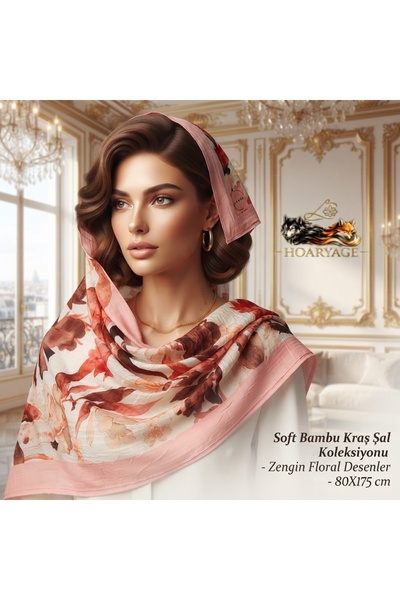 hoaryage Bambu Soft Kraş Shawl Collection - Rich Floral Patterns - 80X175 cm