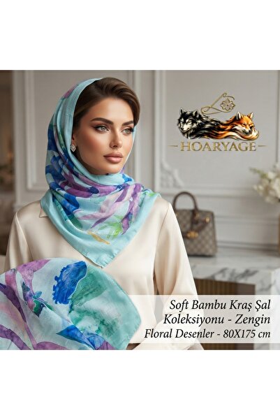 hoaryage Bambu Soft Kraş Shawl Collection - Rich Floral Patterns - 80X175 cm