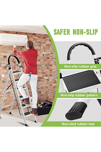 BESTONE Lightweight 6-Step Ladder, Foldable Step Stool with Tool Platform, St...