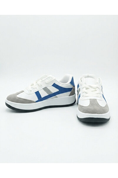 Enes Ayakkabıcılık Women's striped lace-up flat sole sneakers sports shoes