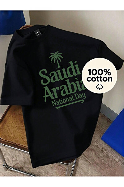 MUZİ قميص للرجال والنساء بمناسبة اليوم الوطني السعودي، مصنوع من القطن 100%، م...