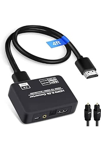 TERRIFI مستخرج صوت HDMI بدقة 4K وتردد 60 هرتز، جهاز تقسيم HDMI 2.0B مع منفذ ب...