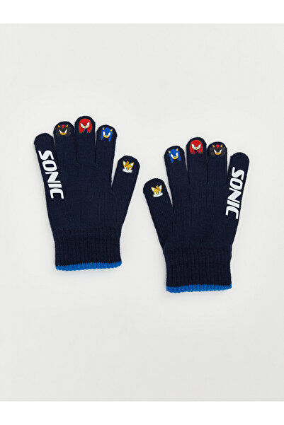 LC Waikiki Vizyon New Season Navy Blue Printed Knitwear Boys' Gloves