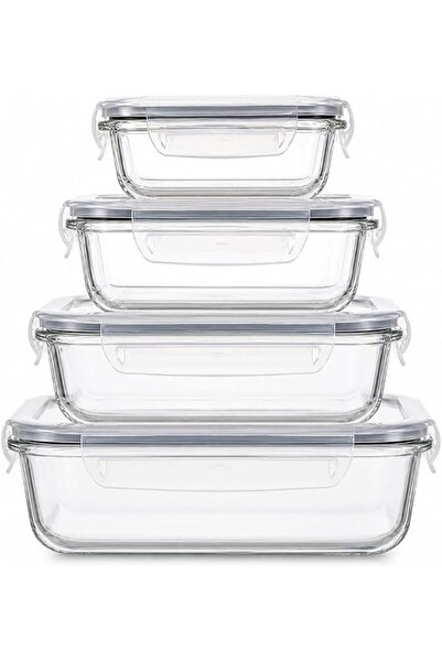 Generic Glass Food Storage Containers Set of 4 – Airtight Lids Leak Proof, Ov...