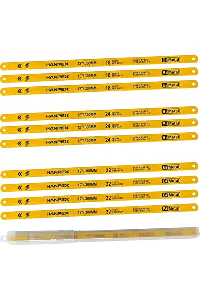 GENERAL Hanpex Hacksaw Replacement Blade Sets (10 Pack) High Speed 3Pc. 18TPI...