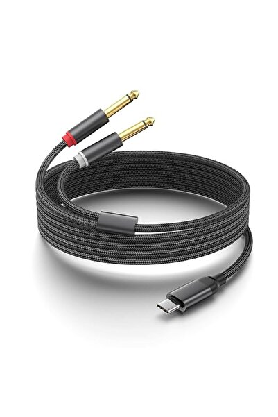 AXIYIBZI كابل USB C إلى مدخلين ستيريو 6.35 مم (1/4 بوصة)، كابل USB Type C إلى...