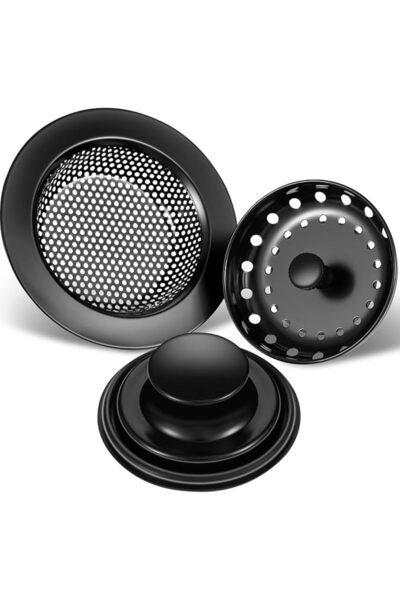 EXCEFORE 3 Piece Kitchen Sink Stopper Strainer Set, 3 in 1 Stainless Steel Ba...