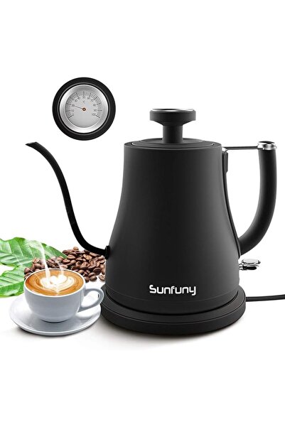 SFANE 0.8L Electric Gooseneck Kettle, 1000W Pour Over Kettle with Thermometer
