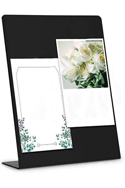 Generic Magnetic Display Board with Easel Stand, Black Metal Tabletop Memo Bo...