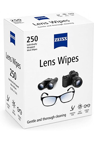 ZEISS Pre-Moistened Lens Cleaning Wipes, 250 Count