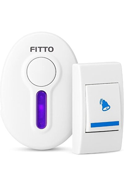 fitto جرس باب لاسلكي للتحكم عن بعد - مقاوم للغبار والماء، محمول، أبيض اللون، ...