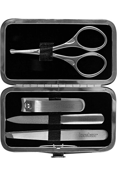 KERSHAW طقم مانيكير رجالي من الفولاذ المقاوم للصدأ، 4 قطع مع حافظة (KMCURE)، ...