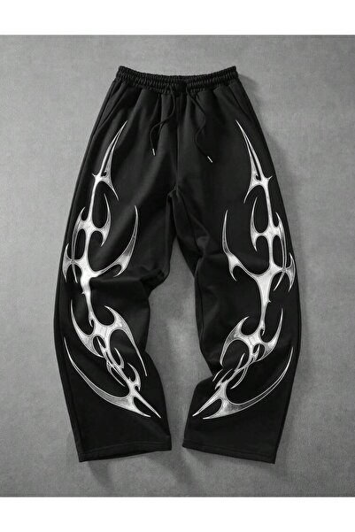 JANTIL MODA New Season Unisex Oversize Street Fashion Cyber Motif Sweatpants