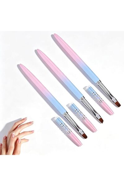 Duomama Domeama Nail Art Polish Pen 3Pcs Gel Nail Polish Brush Set Flat Oval ...