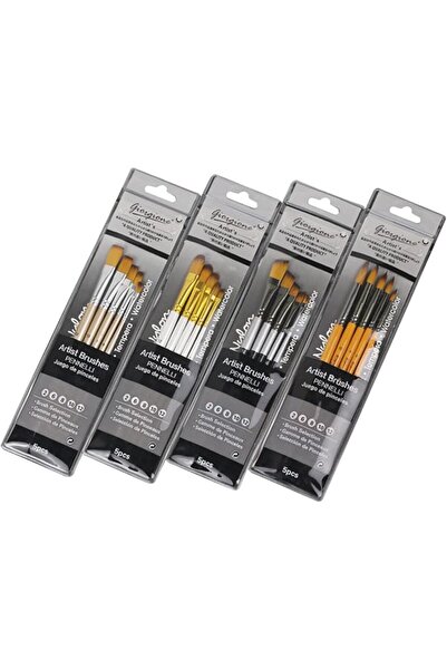 POSICHE Paint Brushes 5Pcs Oil Watercolor, Watercolor Gouache Brush Nylon Woo...