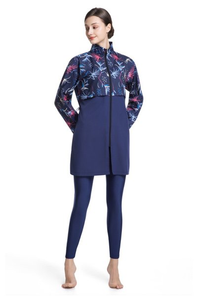 Generic Brand Women Modest Burkini Swimwear Full Coverage Long Sleeve Zipper ...