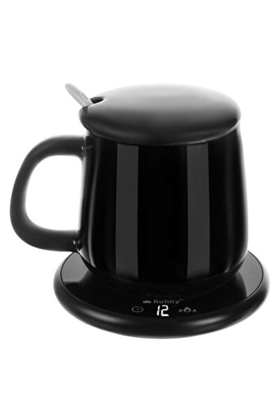 Ruhhy Încălzitor electric pentru cană, cană ceramică de 400 ml cu capac și li...