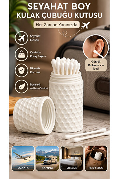Home Travel Size Ear Swab Storage Container with Lid Honeycomb Pattern Portab...