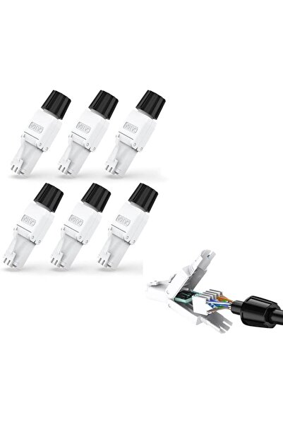 Bukela موصلات RJ45 من نوع CAT6، عبوة من 6 قطع، موصلات كابل إيثرنت RJ45 للأسلا...