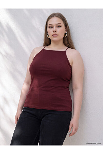 LC Waikiki NEVAVM Difference Plus Size ženska majica bez rukava sa užadnim na...