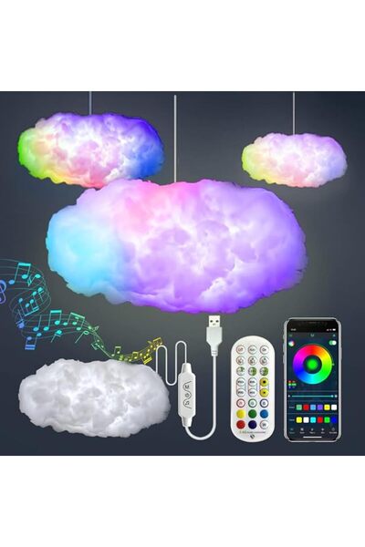 GENERAL 3D Big Cloud lightning Light Kit Music Sync Warm White Multicolor lig...
