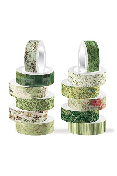 Generic 12Rolls Vintage Floral Washi Tape: Flower Adhesive Masking Tapes - De...