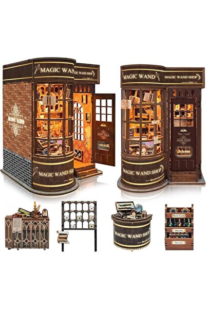 BELEEV Magic Wand Store Book Nook Kit with LED Light, 3D Wooden Model