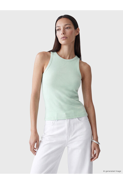 LC Waikiki Alita City Women's Ribbed Tank Top with Contrast Collar