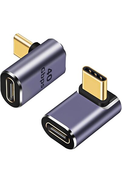 AQUAFALCON 90 °   محول USB-C ذكر إلى USB-C أنثى بزاوية قائمة - عبوة من قطعتين...